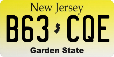 NJ license plate B63CQE