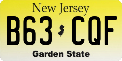NJ license plate B63CQF