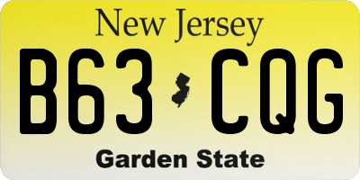 NJ license plate B63CQG