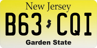 NJ license plate B63CQI