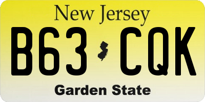 NJ license plate B63CQK