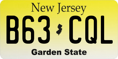 NJ license plate B63CQL