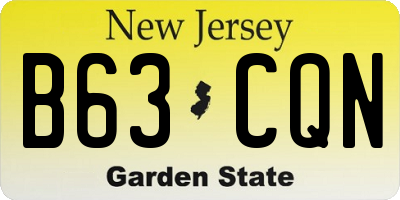 NJ license plate B63CQN