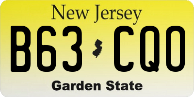 NJ license plate B63CQO