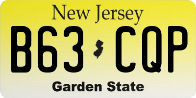 NJ license plate B63CQP