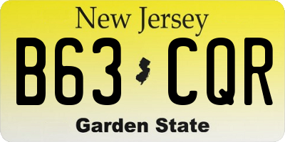 NJ license plate B63CQR