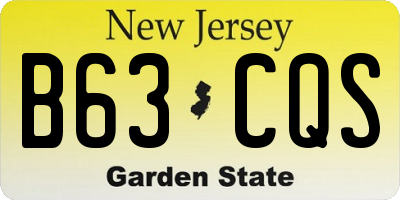 NJ license plate B63CQS