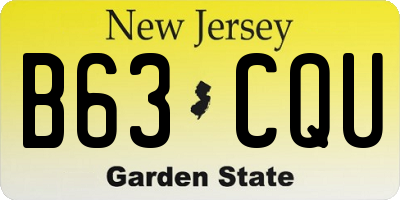 NJ license plate B63CQU