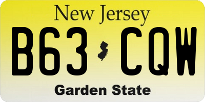 NJ license plate B63CQW