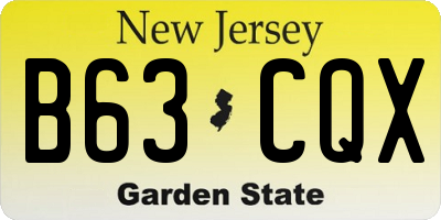 NJ license plate B63CQX