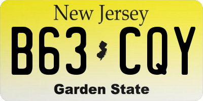 NJ license plate B63CQY