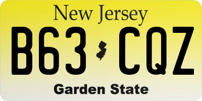 NJ license plate B63CQZ