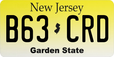 NJ license plate B63CRD