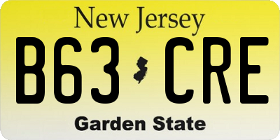 NJ license plate B63CRE