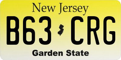 NJ license plate B63CRG