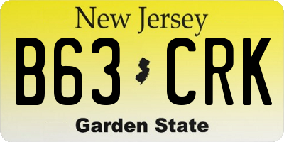 NJ license plate B63CRK