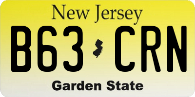 NJ license plate B63CRN