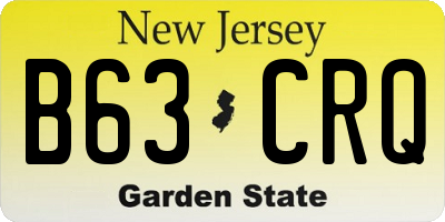 NJ license plate B63CRQ