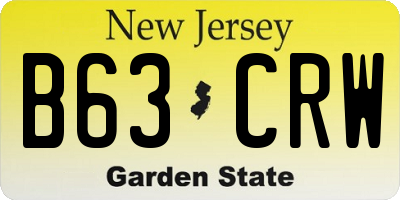 NJ license plate B63CRW