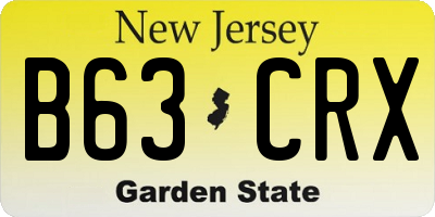 NJ license plate B63CRX