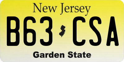 NJ license plate B63CSA