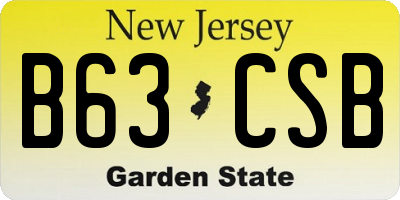 NJ license plate B63CSB