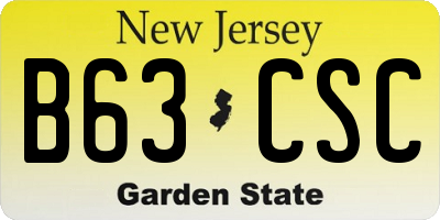 NJ license plate B63CSC