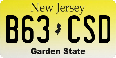 NJ license plate B63CSD