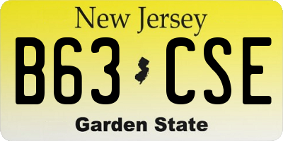 NJ license plate B63CSE