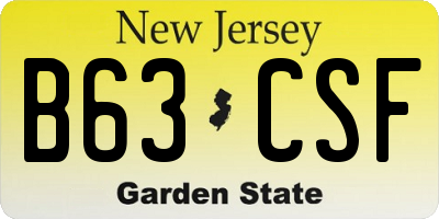 NJ license plate B63CSF