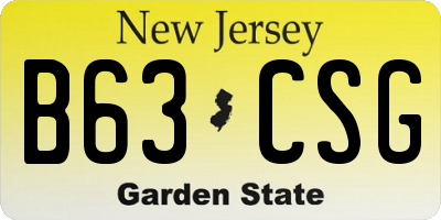 NJ license plate B63CSG