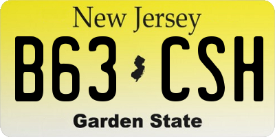 NJ license plate B63CSH