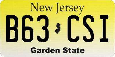 NJ license plate B63CSI