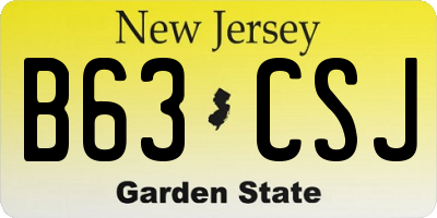 NJ license plate B63CSJ
