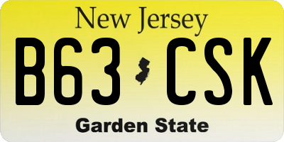 NJ license plate B63CSK