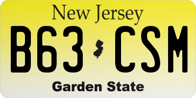 NJ license plate B63CSM