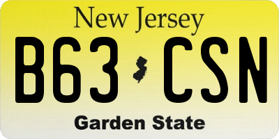 NJ license plate B63CSN