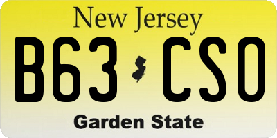 NJ license plate B63CSO