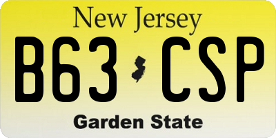 NJ license plate B63CSP
