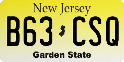 NJ license plate B63CSQ