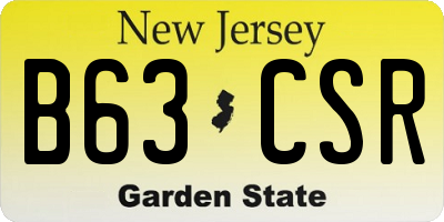 NJ license plate B63CSR
