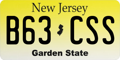 NJ license plate B63CSS