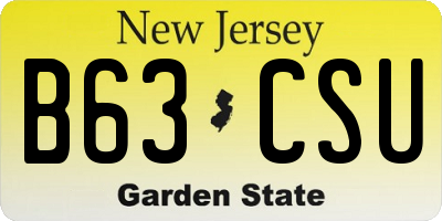 NJ license plate B63CSU