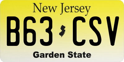 NJ license plate B63CSV