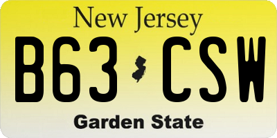 NJ license plate B63CSW