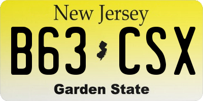 NJ license plate B63CSX