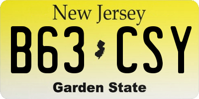NJ license plate B63CSY
