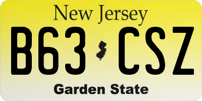 NJ license plate B63CSZ