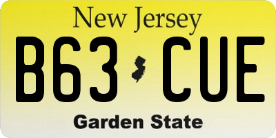 NJ license plate B63CUE