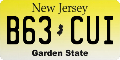 NJ license plate B63CUI